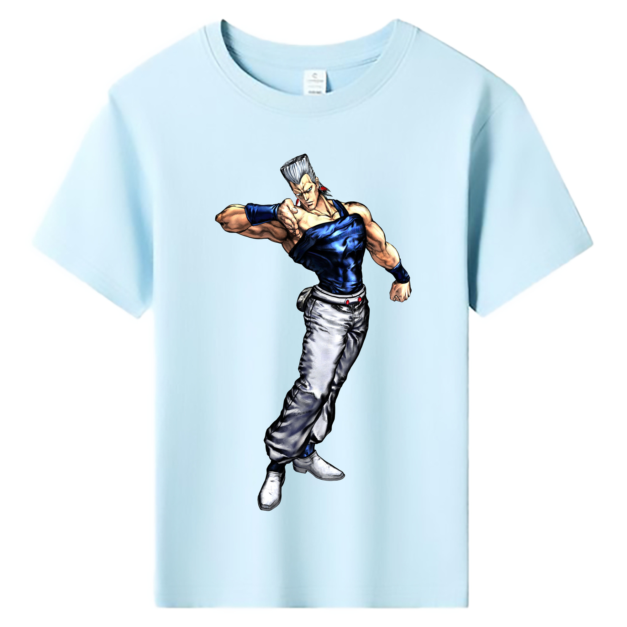 （画像用） ジョジョの奇妙な冒険 ジャン＝ピエール?ポルナレフ JoJo's Bizarre Adventure Jan Pierre Polnareff 綿100％キッズTシャツ（フロントプリント）